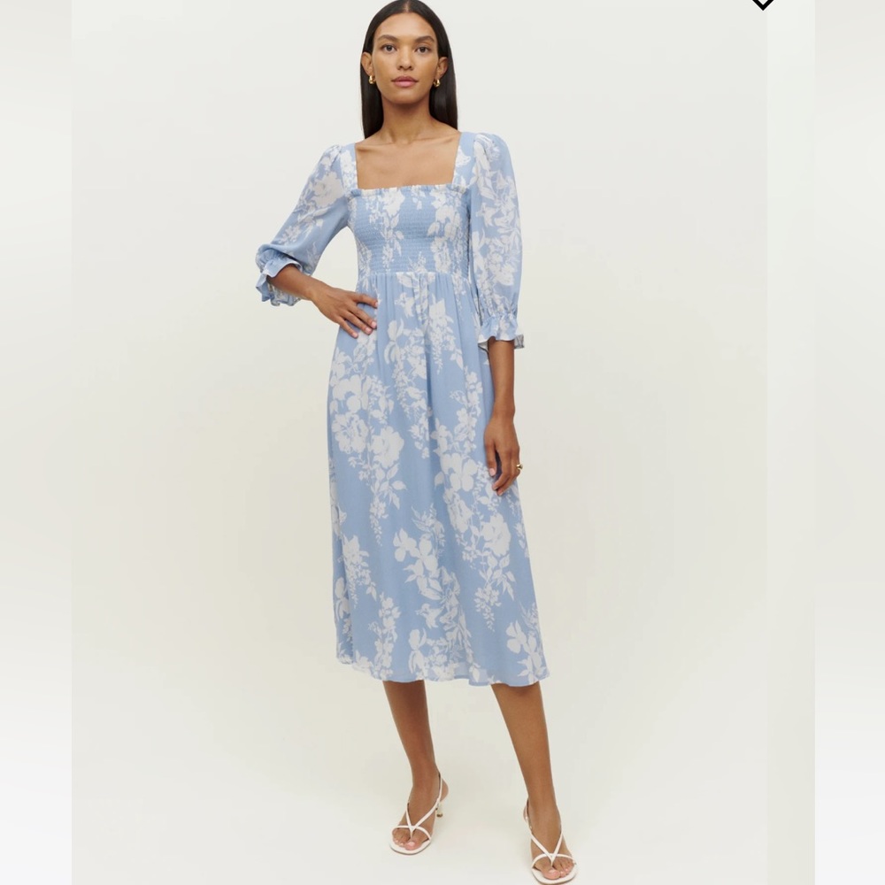 Reformation Blue Floral Dress